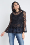 Lace Back Flare Blouse